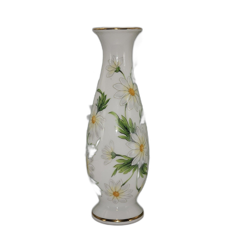 VTG Lefton Porcelain Bud Vase Daisey Pattern #1357 MCM